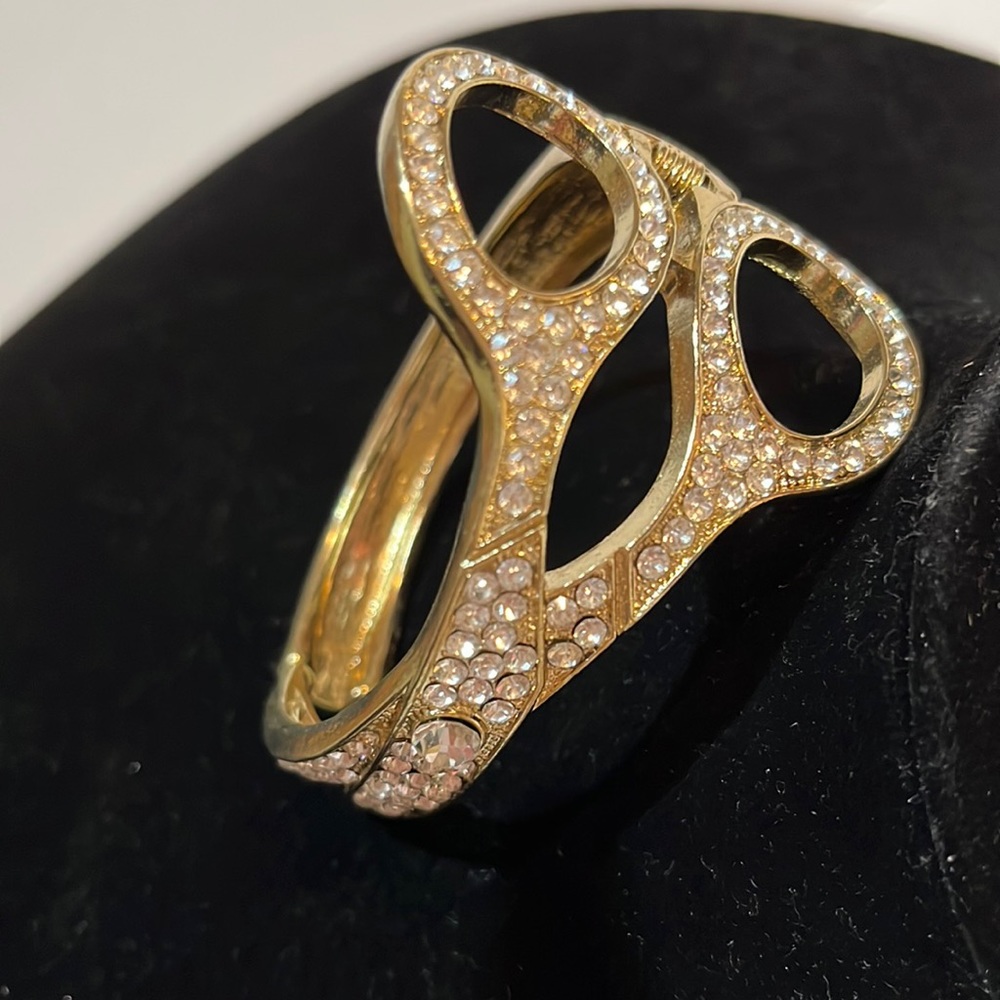 Gold Tone Rhinestone Cuff Bracelet